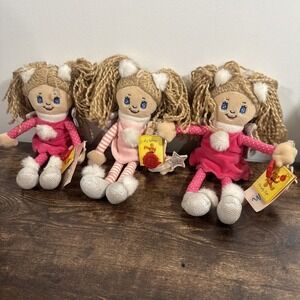 Vintage Keel Toys (3) Simply Soft Collection Rag Doll Plush Pink Angels Stars